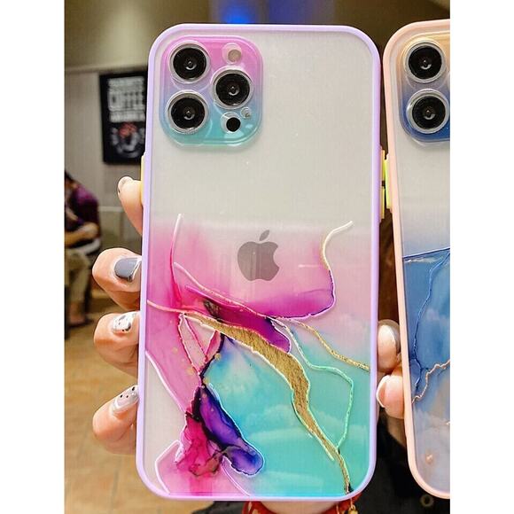 Watercolor Marble iPhone 14 Pro Case - Shockproof, Glitter Bling, Wireless Charg - Picture 3 of 5